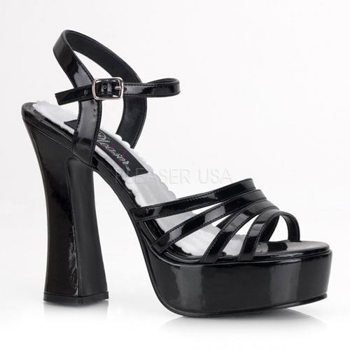 DEMONIA DOLLY-25 Black Pat Platform Sandals - Shoecup.com