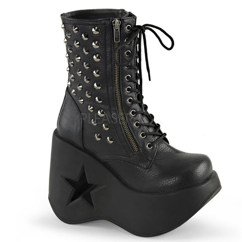 Demonia DYNAMITE-100 Black Vegan Leather Ankle Boots - Shoecup.com