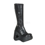 DEMONIA DYNAMITE-600 Black Pu with Black Glitter Stars Vegan Boots (One Size Small) - Shoecup.com