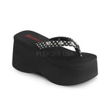 DEMONIA FUNN-26 Black-White Polka Dot Fabric Platform - Shoecup.com