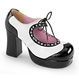 Demonia GOTHIKA-10 Black Patent-White Vegan Leather Shoes - Shoecup.com