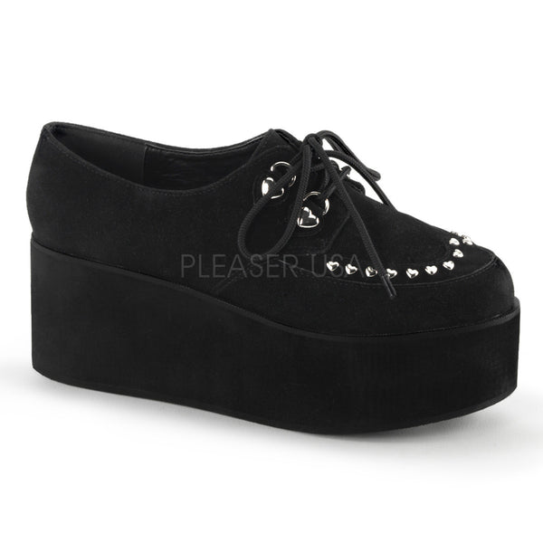 Demonia GRIP-03 Black Vegan Suede Shoes - Shoecup.com