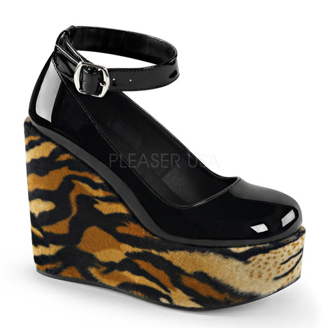 Demonia POISON-03 Black Patent Wedges - Shoecup.com