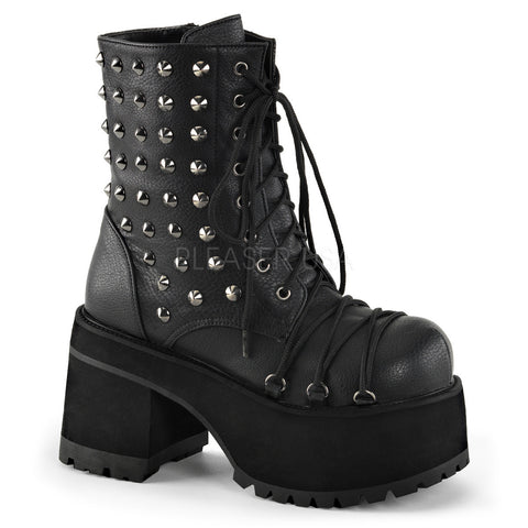 Demonia RANGER-208 Black Vegan Leather Ankle Boots - Shoecup.com