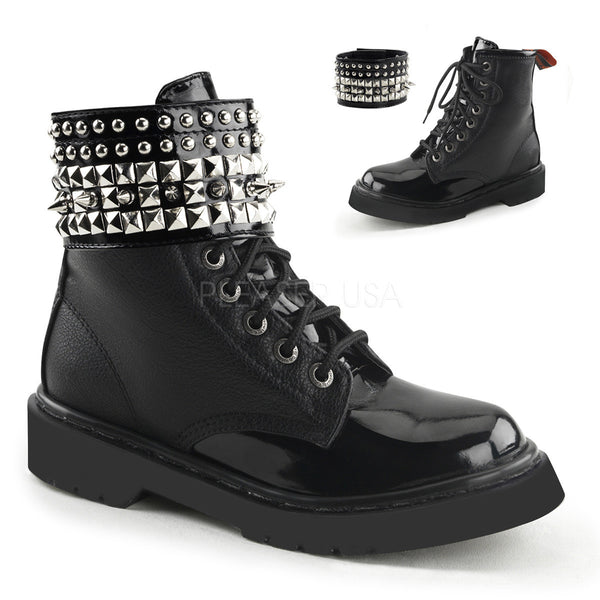 Demonia RIVAL-106 Black Vegan Leather-Black Combat Boots - Shoecup.com