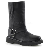 Demonia RIVAL-303 Black Vegan Leather Motorcycle Calf Boots - Shoecup.com