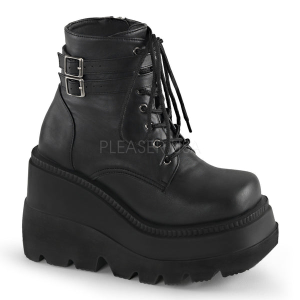 Demonia SHAKER-52 Black Vegan Leather Ankle Boots - Shoecup.com