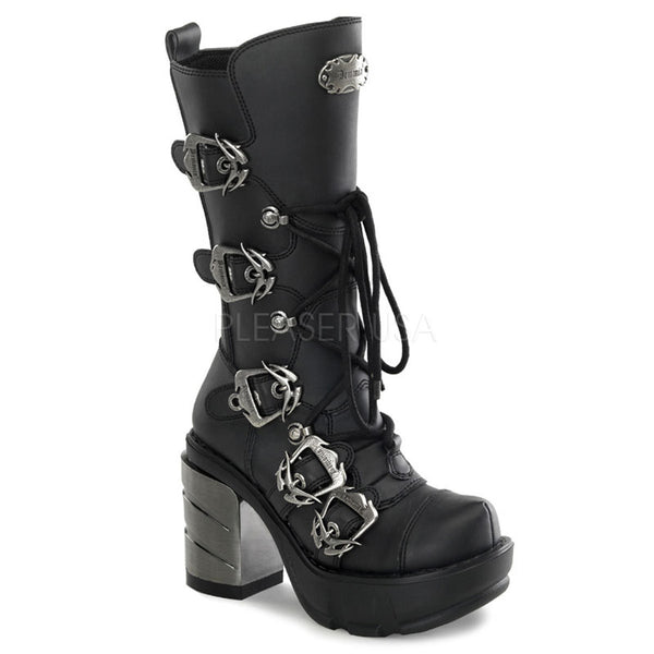 DEMONIA SINISTER-203 Black Pu Vegan Boots - Shoecup.com