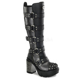 DEMONIA SINISTER-302 Dark Gray-Black Pu Vegan Boots - Shoecup.com