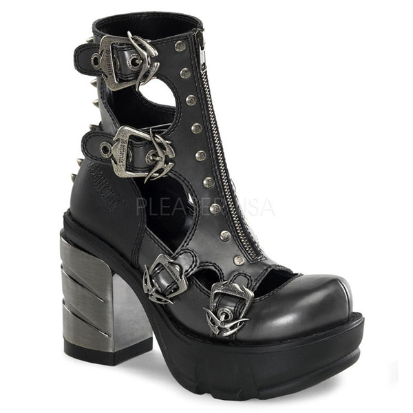 DEMONIA SINISTER-61 Dark Gray-Black Pu Platform - Shoecup.com