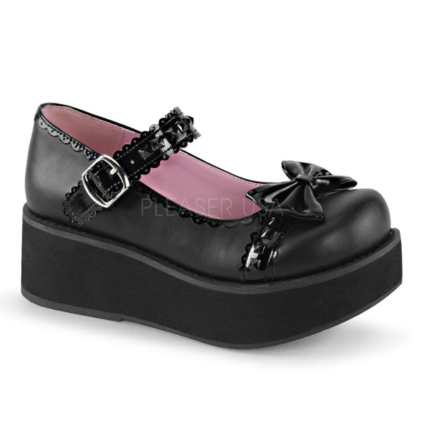 Demonia SPRITE-04 Black Vegan Leather-Pat Mary Jane - Shoecup.com