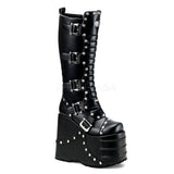 DEMONIA STACK-317 Men's Black Pu Vegan Boots - Shoecup.com