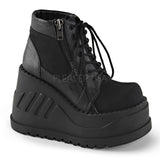 Demonia STOMP-10 Black Canvas-Vegan Leather Boots - Shoecup.com