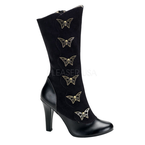 DEMONIA TESLA-107 Black Microfiber-Pu SteamPunk Boots - Shoecup.com