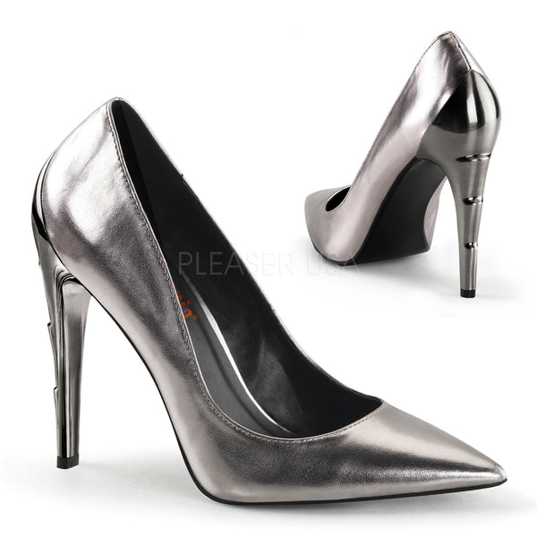 Demonia VOLTAGE-01 Pewter Vegan Leather Pumps - Shoecup.com